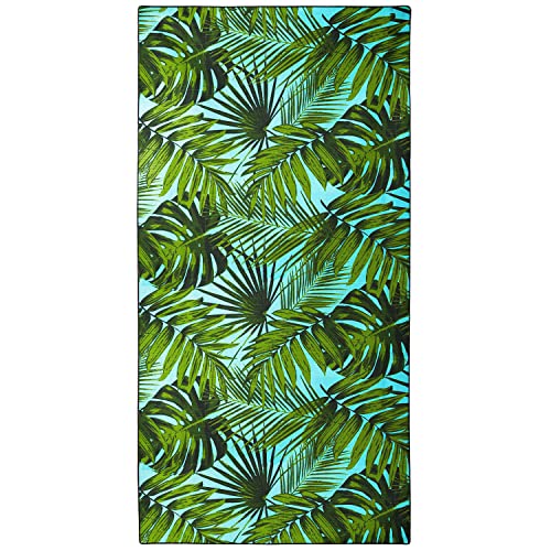 Ohtmtho Oversized Beach Towel Quick Dry Sand Free Lightweight Microfiber Beach Towels For Swim Pool Camping Travel, Tropical Jungle Green Palm Leaves, 36"X72" #TOP8
