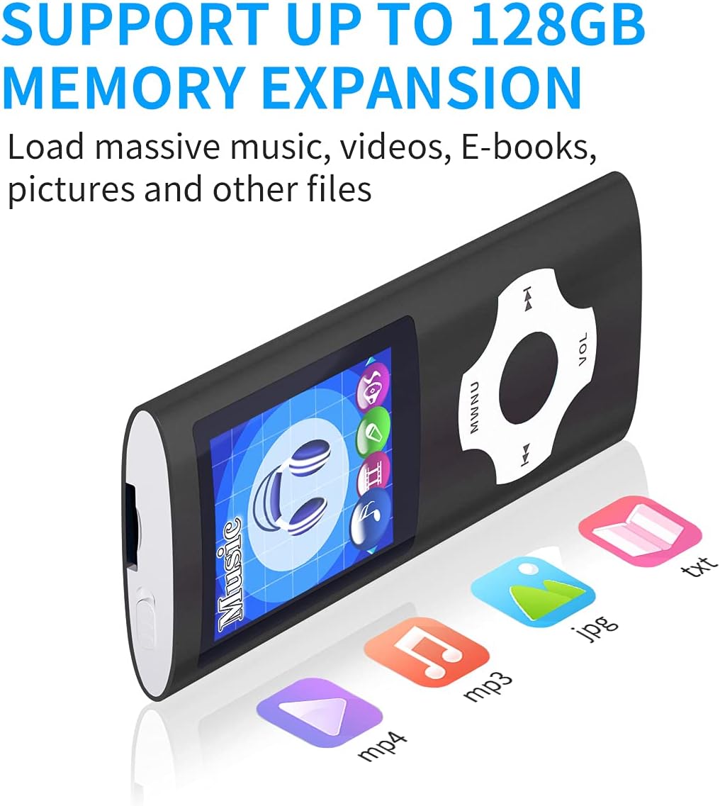 Mymahdi MP3/MP4 Portable Player,1.8 Inch LCD Screen,Max Support 64GB,Pink: Electronics