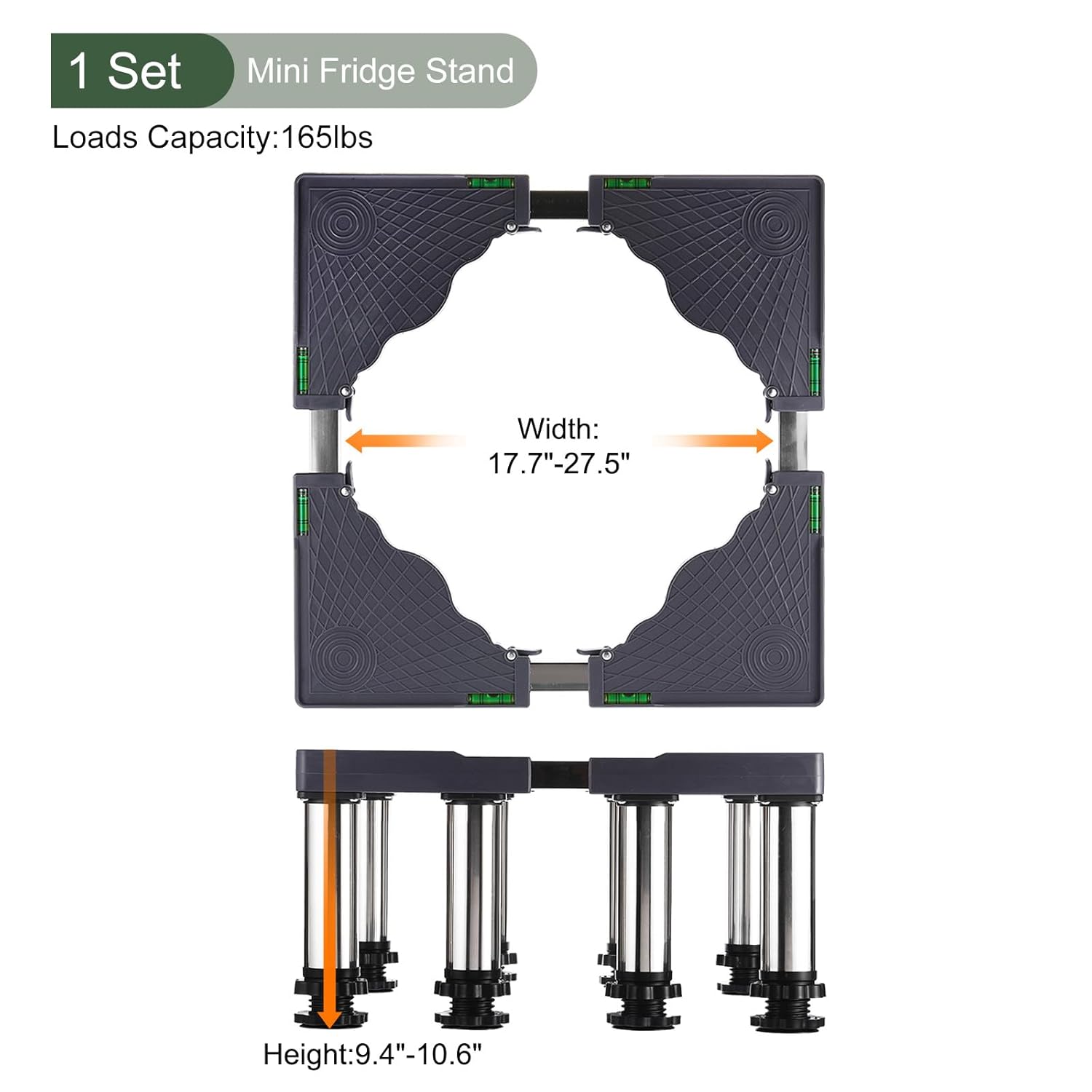 YOKIVE Mini Fridge Stand, Adjustable Base Tray Riser for Refrigerator Washer Dryer AC Water Cooler, 4 Strong Feet, 5.5"-6.7" Height