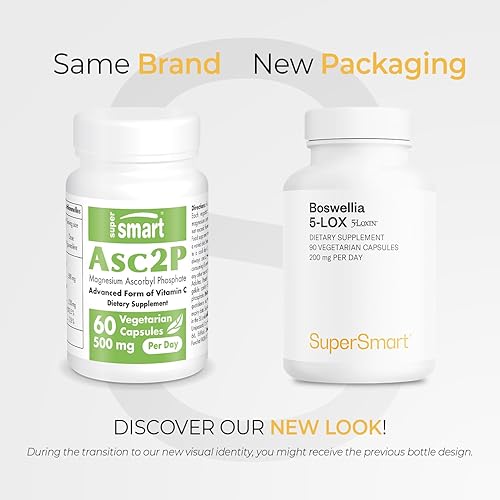 Miniatura 2 de Supersmart - 5-Loxin 200mg por día (patentado) - Suplemento AKBA - Extracto de boswellia serrata de 5-loxina  Sin OMG y sin gluten - 90 cápsulas