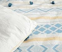 Vista 5 de SLEEPBELLA Juego de edredón de muselina de doble capa lavada de 100 % algodón, tamaño Queen, bohemio azul y amarillo, esponjoso, grueso, a cuadros