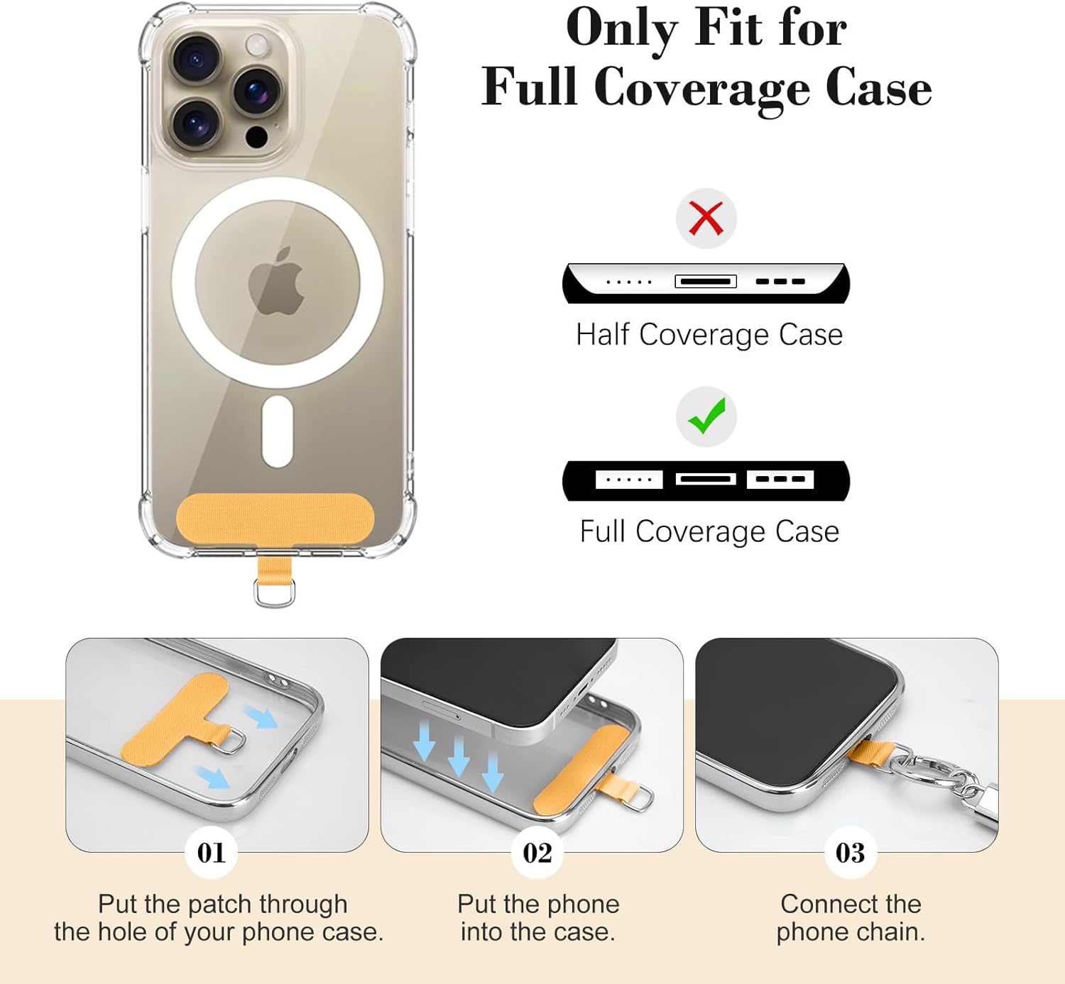 TiMOVO Universal Phone Lanyard Crossbody, Rhinestone Cell Phone Chain Anti-Theft with 1× Shiny Strap, 1× Wrist Strap, 2× Pads for Most Smartphones, Smartphone Neck Holder for Women, Gold - Image 6