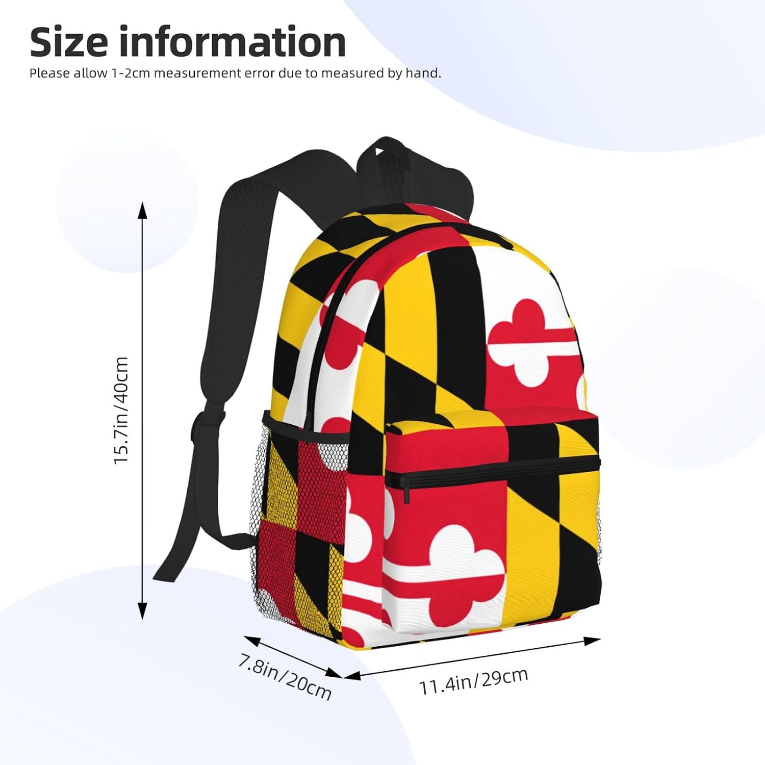 Flag of Maryland Backpack Large Sports Bag, Best for Basketball, Soccer, Volleyball, Swim, Gym, Travel