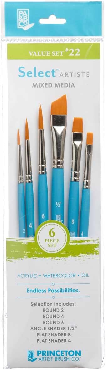 Princeton Select Artiste, Series 3750, Paint Brush for Acrylic, Watercolor and Oil, Set of 7