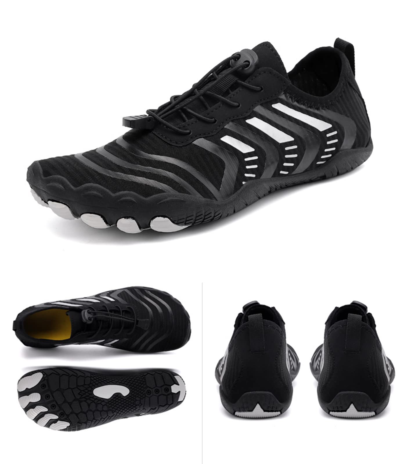 Zapatos Acuáticos Descalzos Zapatos Acuáticos De Secado Rápido para Mujeres Zapatos Acuáticos Neutros Zapatos De Baño para Hombres, Playa, Buceo, Surf, Remo(42 EU, Black)