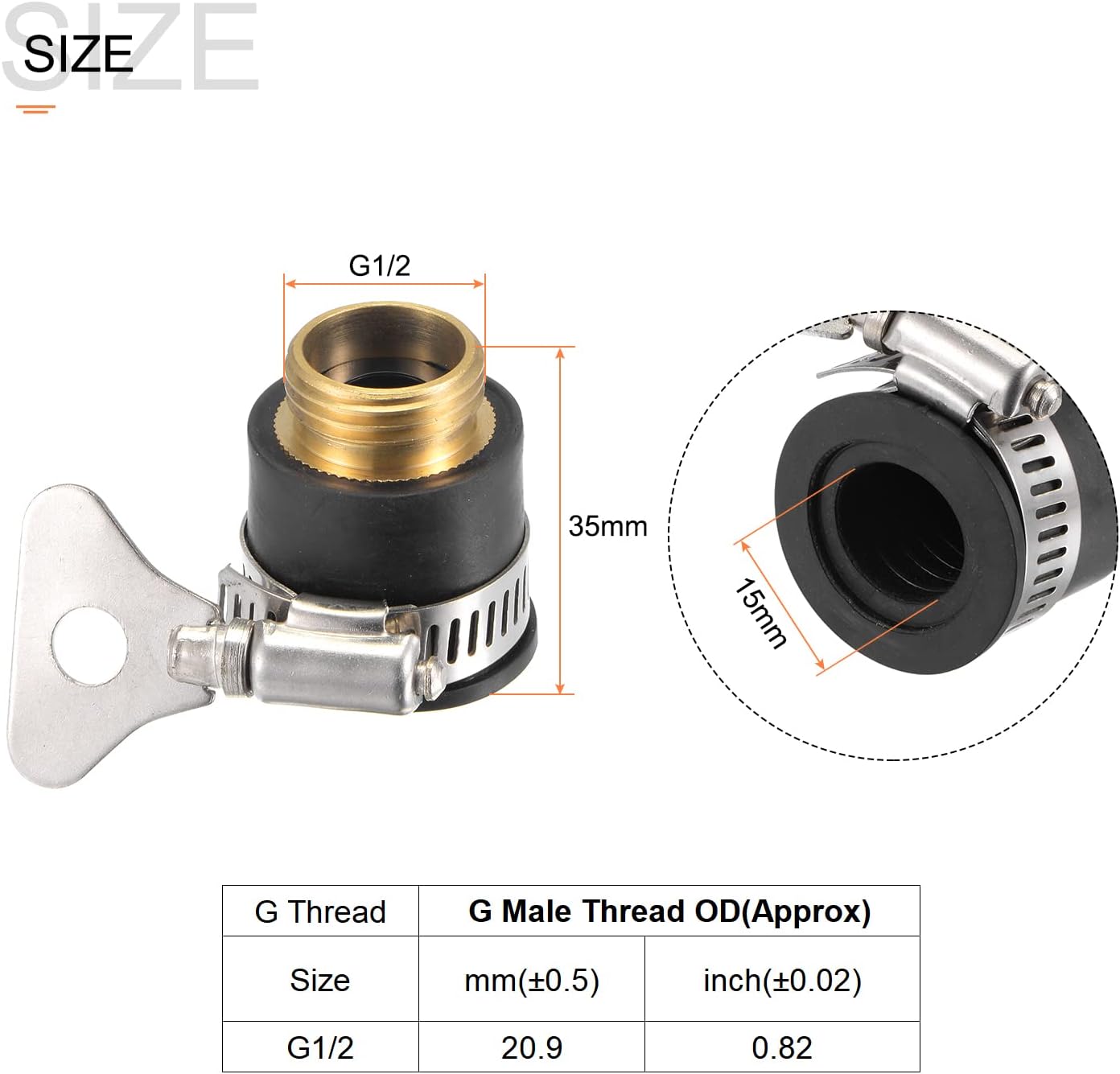 MECCANIXITY Quick Connector Faucet Hose Fitting G1/2 Adapter for Garden Tap Tube Black