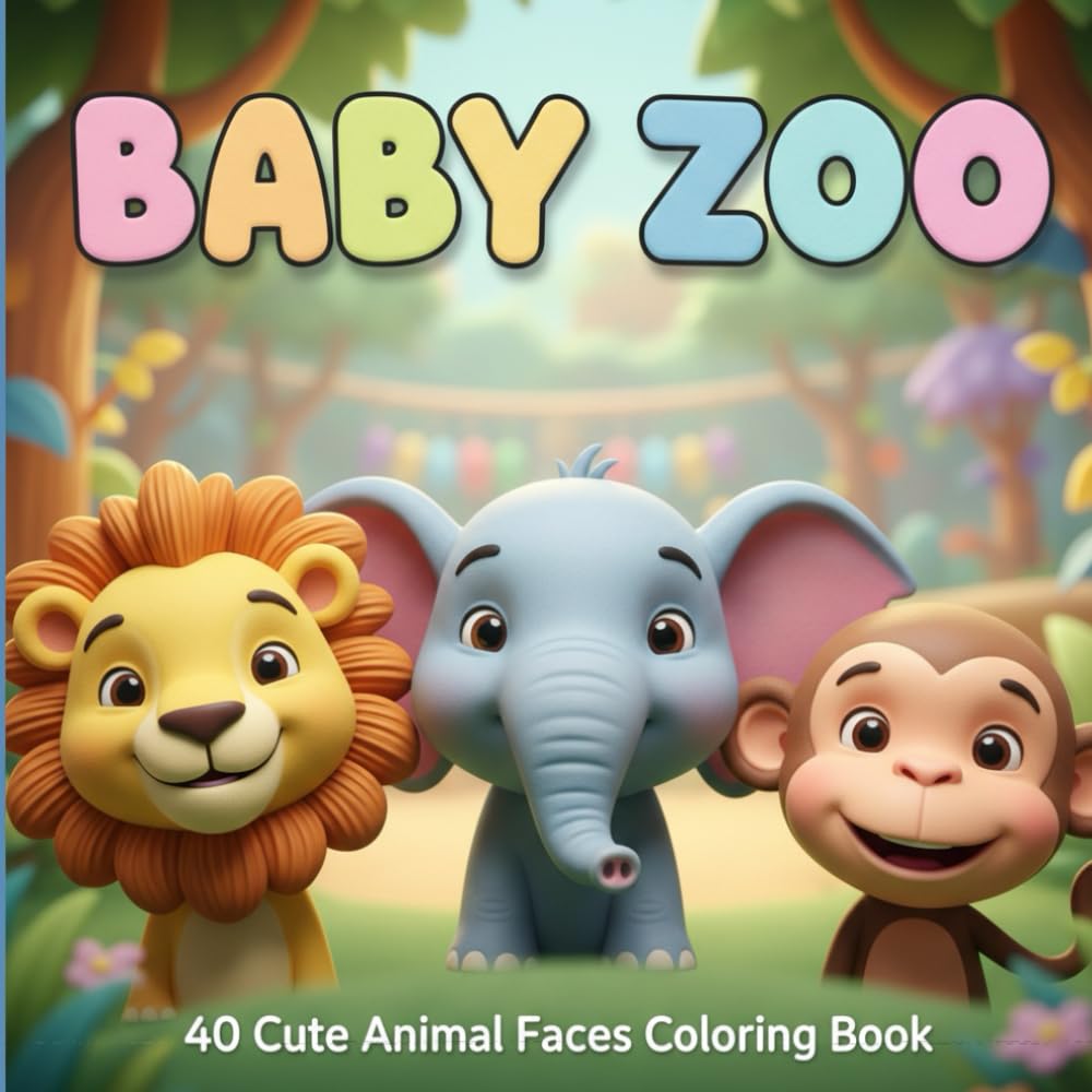 Baby Zoo: 40 Cute Animal Faces Coloring Book