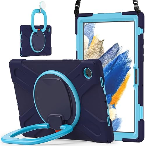 Miniatura 8 de Funda de rotación 360 para Samsung Galaxy Tab S6 Lite de 10.4 pulgadas, resistente, soporte de anillo giratorio, correa de transporte, correa de
