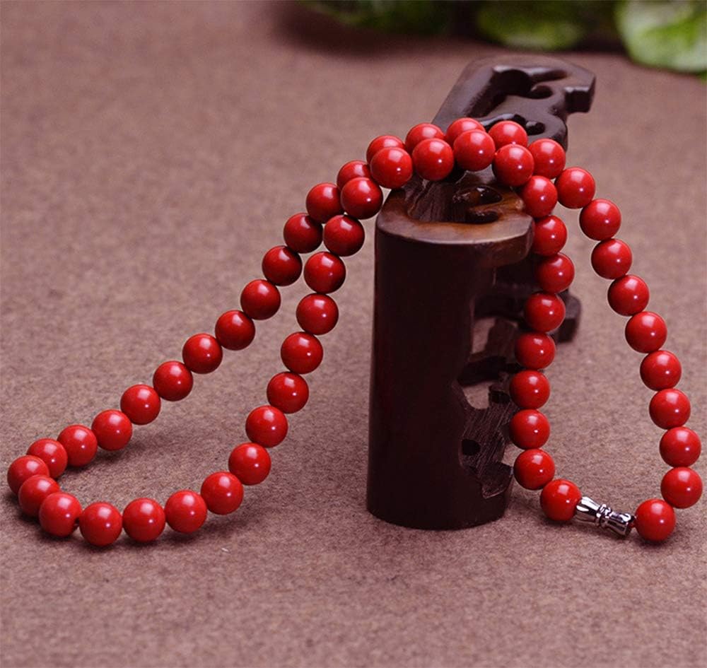 Red Shell Pearl Necklace 8mm Round South Sea Shell Beads Jewelry for Women 18" Red Beaded Necklaces