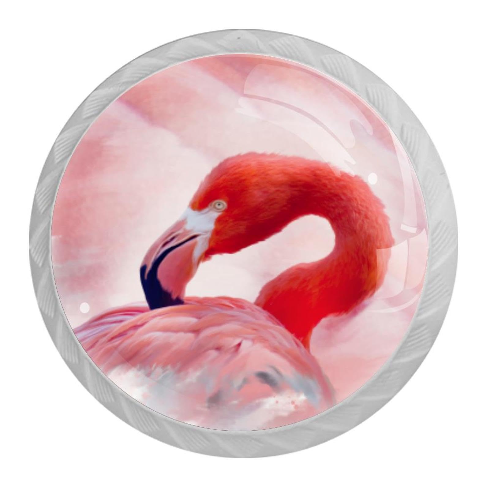 Tqmspg 4 Pieces Drawer Pulls Pink Flamingo Door Knobs Dresser Handles for Kitchen Wardrobe Cupboard Hardware Furniture