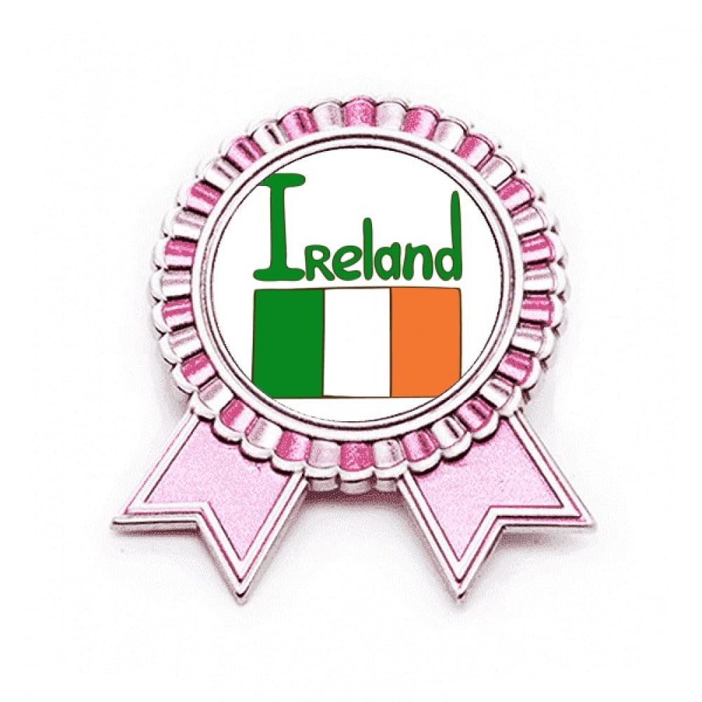 Broche drapeau Irlande motif vert rose en métal de taille M