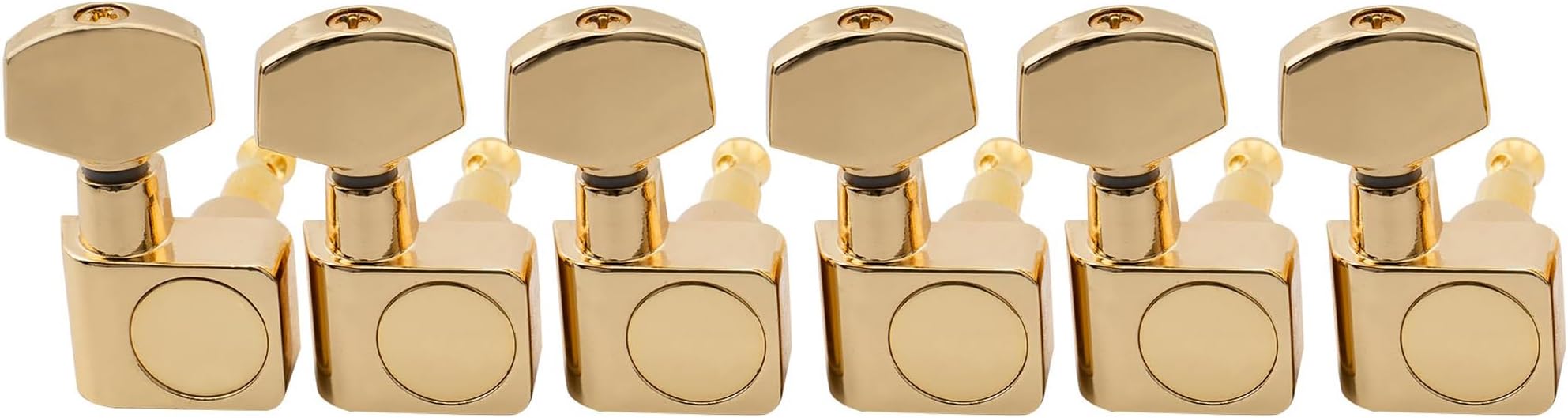 Musiclily Pro 6 inline 2-pins Sealed Guitar Tuners String Tuning Pegs Keys Machine Heads Set for Fender Strat Stratocaster/Tele Telecaster Electric Guitar, Gold