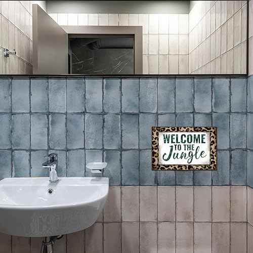 Miniatura 5 de GLOBLELAND Letrero de lata vintage de selva de 8 x 12 pulgadas con texto en inglés "Welcome To The Jungle" retro con texto en inglés "Welcome To The