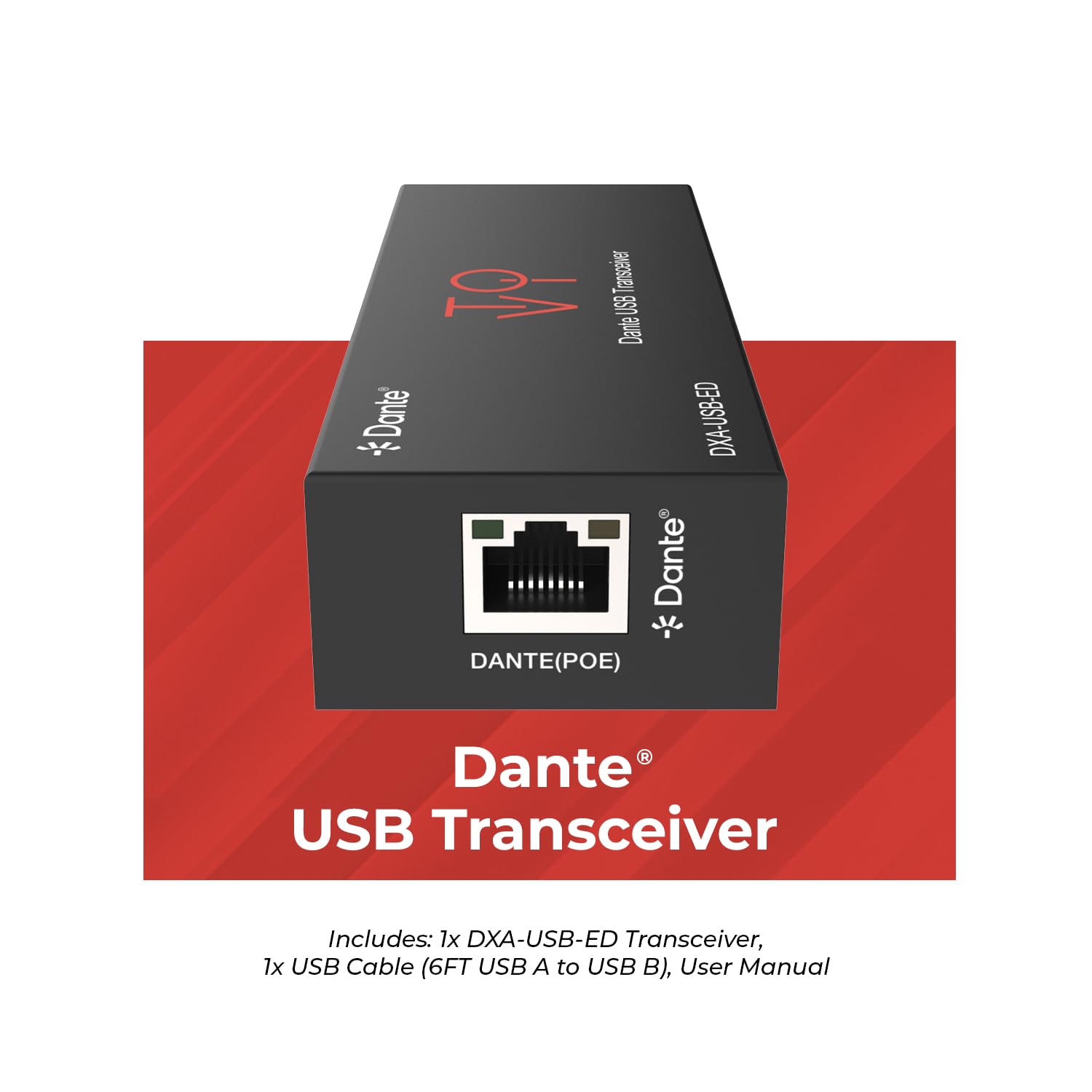 ToVi Dante Adaptador de audio USB a red - Convertidor de audio de 2 canales para red Dante - Compatible con AES67 Audio sobre IP - 24 bits 44.1/48/96kHz (DXA-USB-ED)