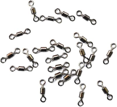 Ewanda store 100 pcs Rolling Barrel Fishing Swivels Stainless Steel Black,Size 7, Length:10MM/0.39