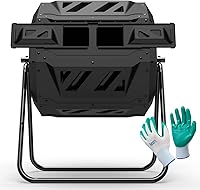 Nazhura 43 Gallon Dual Chamber Compost Tumbler Bin - Fast Rotating Composter with Gardening Gloves