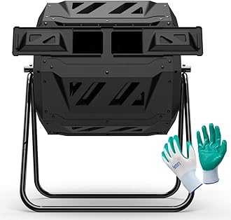 Nazhura Compost Tumbler Bin Composter Dual Chamber 43 Gallon Variation (Black)