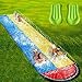 Produktbild Rasen Wasser Folien für Kinder Erwachsene - Garten-Hinterhof Giant Racing-Bahnen und Spritzenpool, im Freien 16.4 ft Wasserrutschen mit Absturzkissen im Freien Wasserspielzeug (Yellow+Blue)