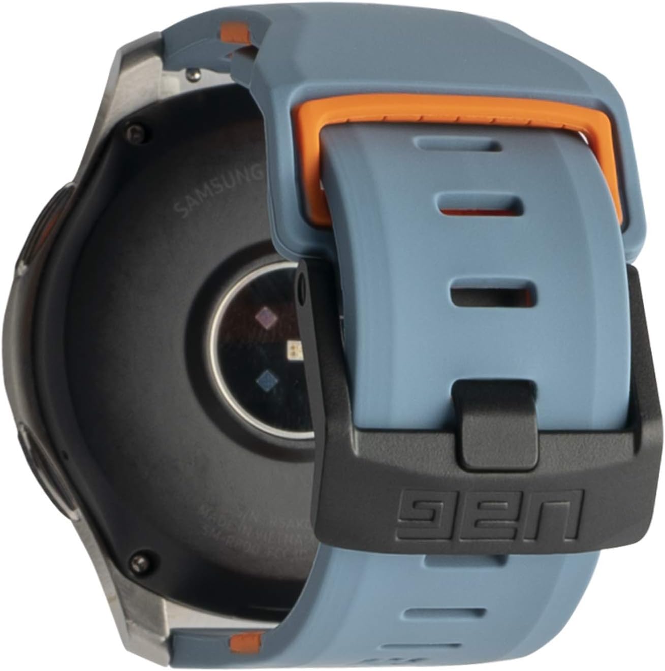 Urban Armor Gear UAG Case for Samsung Galaxy Buds Live/Galaxy Buds Pro (Olive/Orange) Bundle with Silicone Watch Strap for Samsung Galaxy Watch 46mm/Watch3 45mm, Fits 22mm Watch Lugs (Slate/Orange)