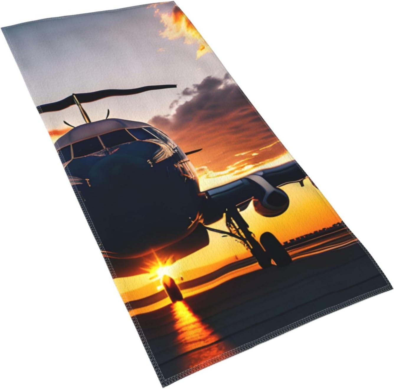 Aircraft Plane at Sunset Print Hand Towels for Kitchen, Decorative Bathroom Towels Decor Farmhouse Cute for Men Women Gifts