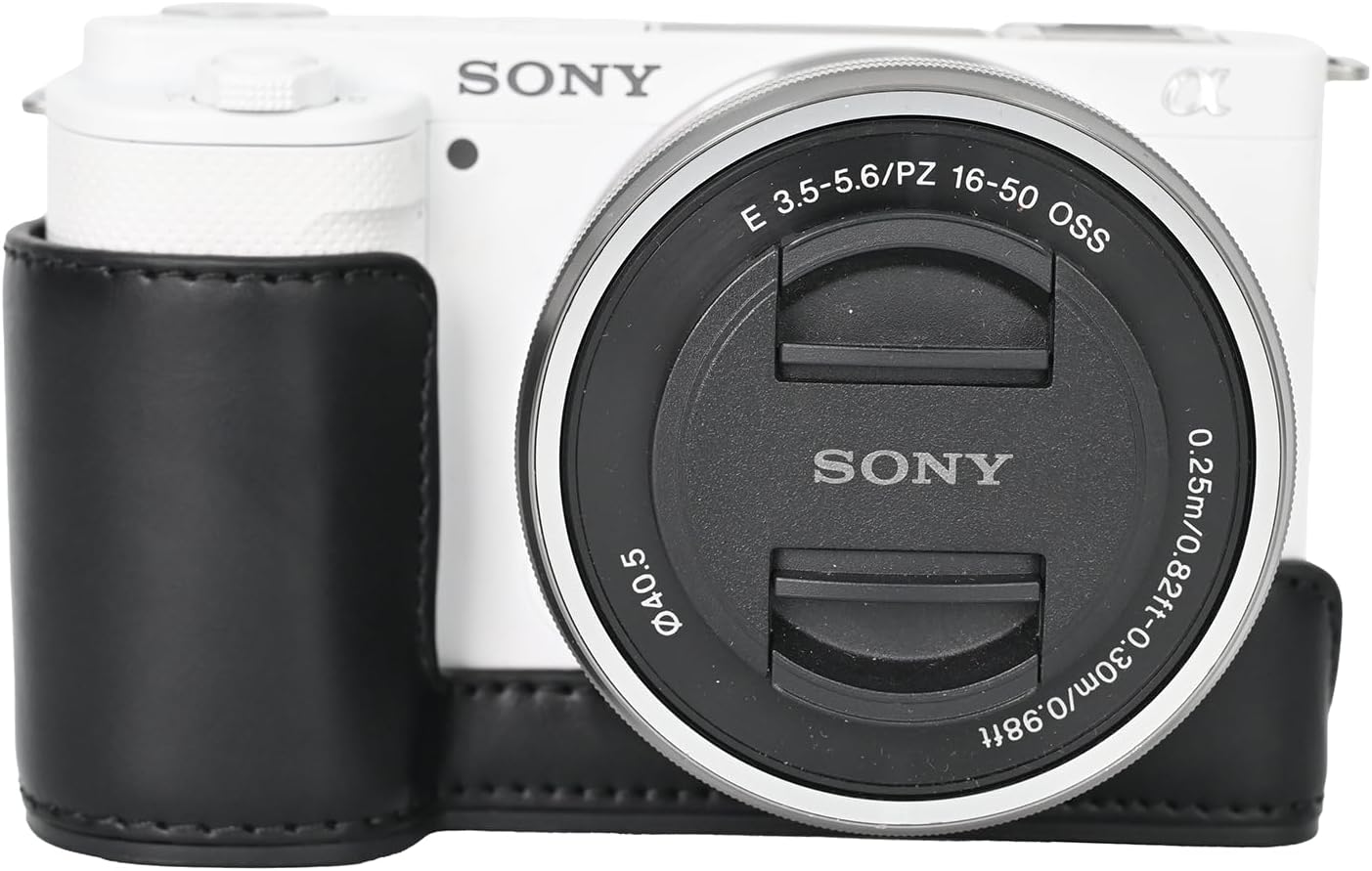 ZV-E10 Case, Premium PU Leather FullBody Camera Case Bag Cover for Sony ZV-E10 With Neck Strap (Black)