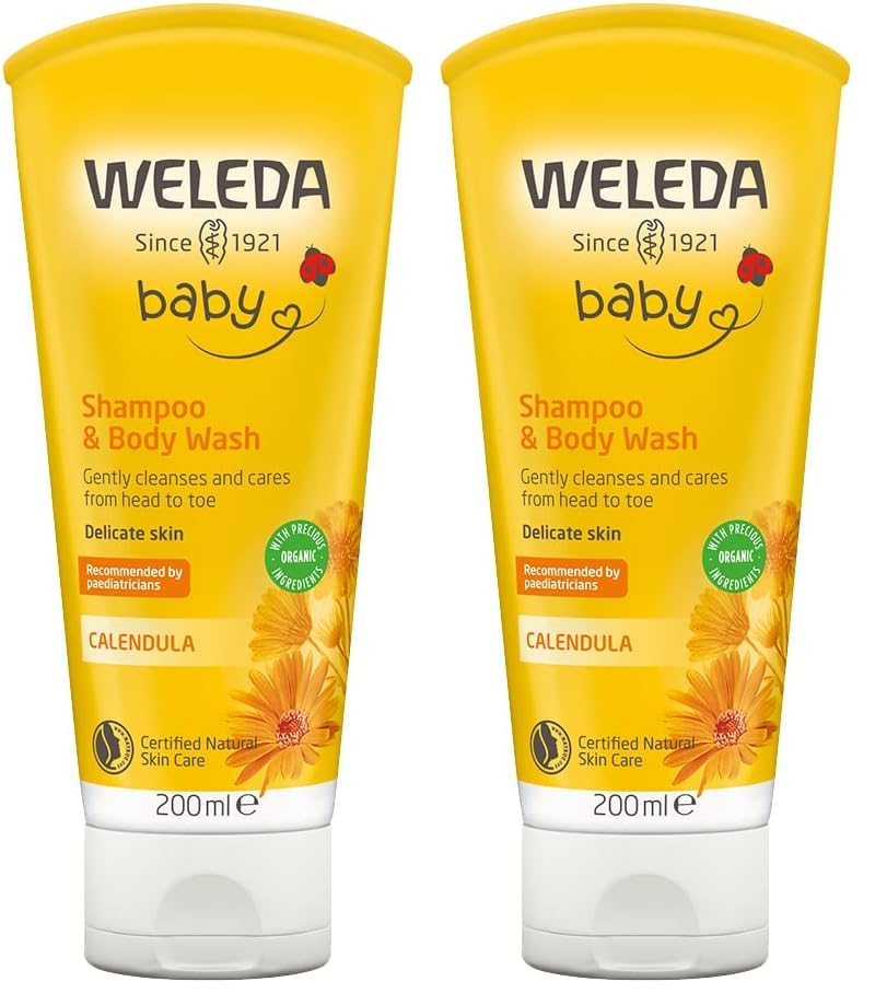 Weleda Calendula Baby Hair and Body Shampoo, 200 ml (Packaging May Vary) (Pack of 2)