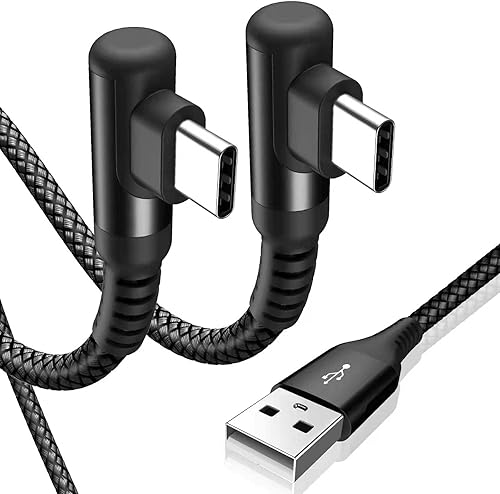 Cable USB C en ángulo recto 2 unidades, 10 pies + 10 pies, cable de carga USB tipo C para iPhone 15 Pro Max Plus, Samsung Galaxy S24 S23 S22 S21 S10