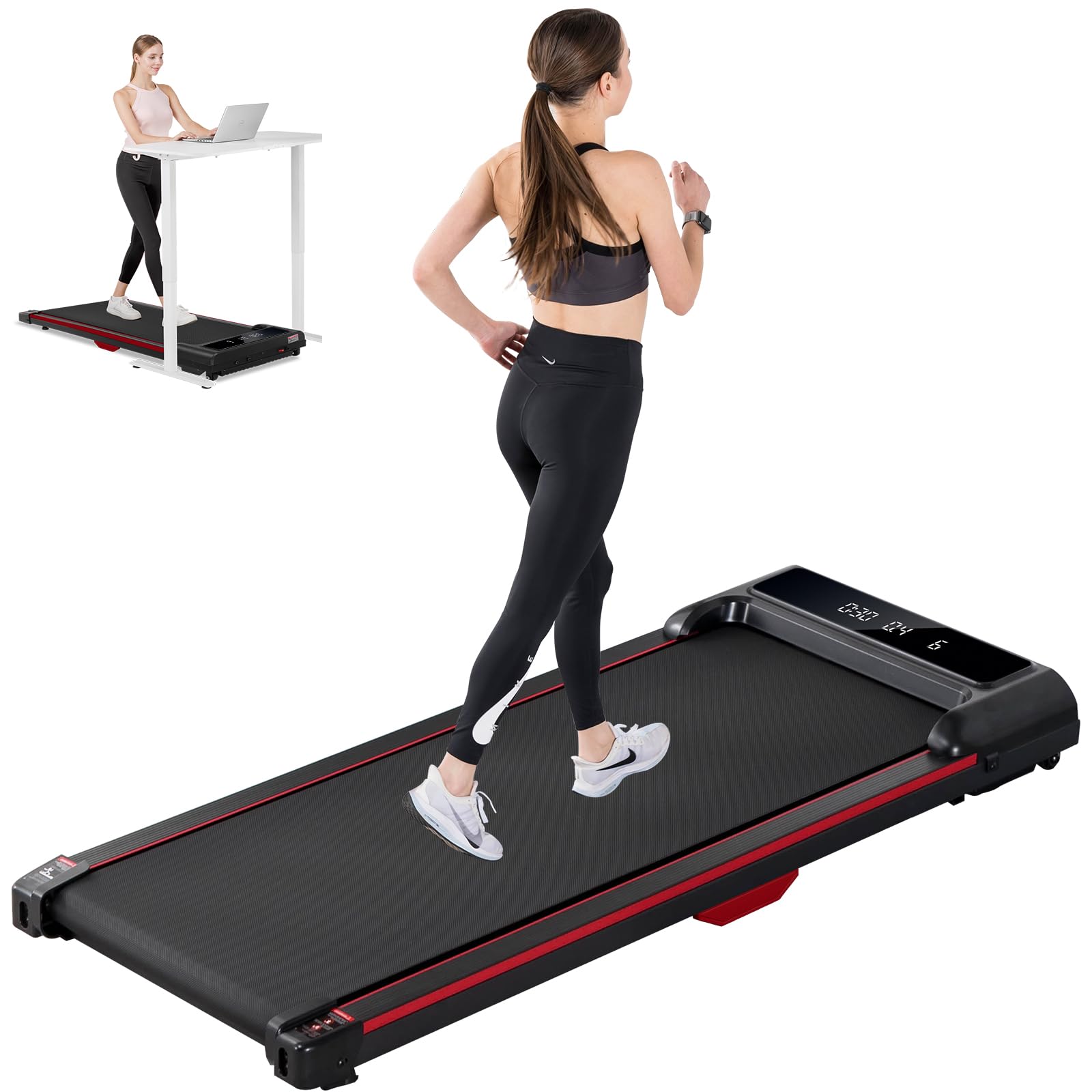 GTRACING Walking Pad, Under Desk Treadmill with Incline for Home, Portable Treadmill with Remote Control LED Display, 2.5 HP Quiet Walking treadmills with APP Shock Absorption Design, 300 Lbs Capacity