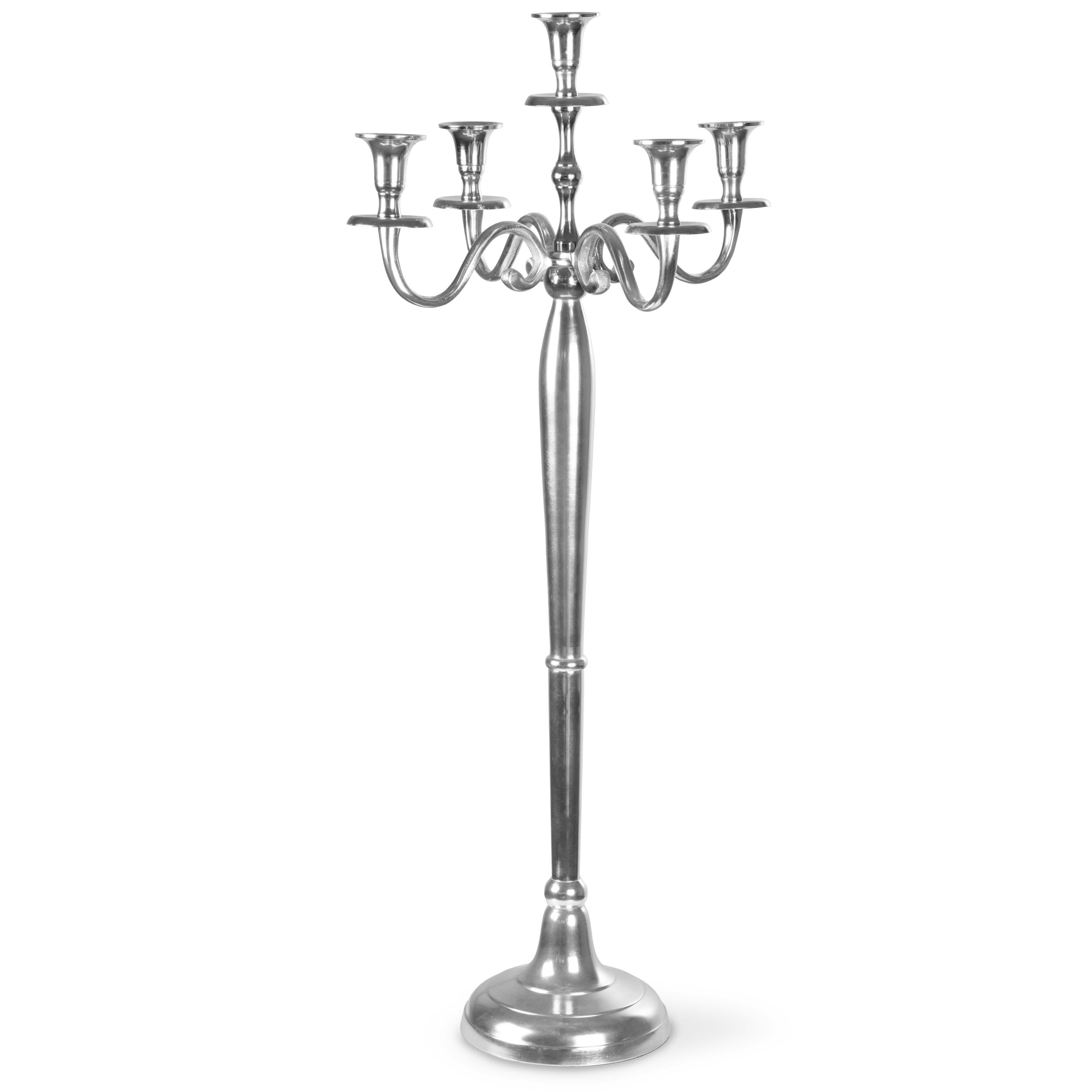 Gräfenstayn Candelabro 1, 3 o 5 Brazos - Diferentes tamaños - Candelabro en Color Plata, Negro, Blanco o Dorado (XL, Plata)