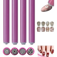 4PCS Nail Art Stamp Pen Set DIY Nail Art Tools with 6 Different Patterns Nail Art Stamping Pen Nail Graffiti Nail Art Dotting Tools Nail Art Design Tools Flower Nail Stamper Pen Nail Art Stamper Kit