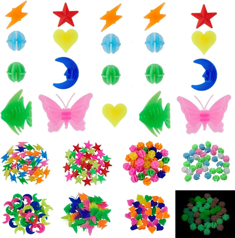 AHANDMAKER Plastic Bike Wheel Spokes Beads, 7 Style Assorted Color Bicycle Spoke Plastic Clip Bead, Bike Accessoriess for Bike Decorations, About 280Pcs