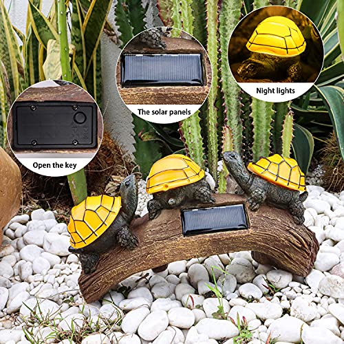 Solar Garden Turtle Statues Light, Outdoor Solar Turtles Decor With 3 Warm Led Lights, Waterproof Figurine Animal Light For Lawn Patio Backyard #TOP3
