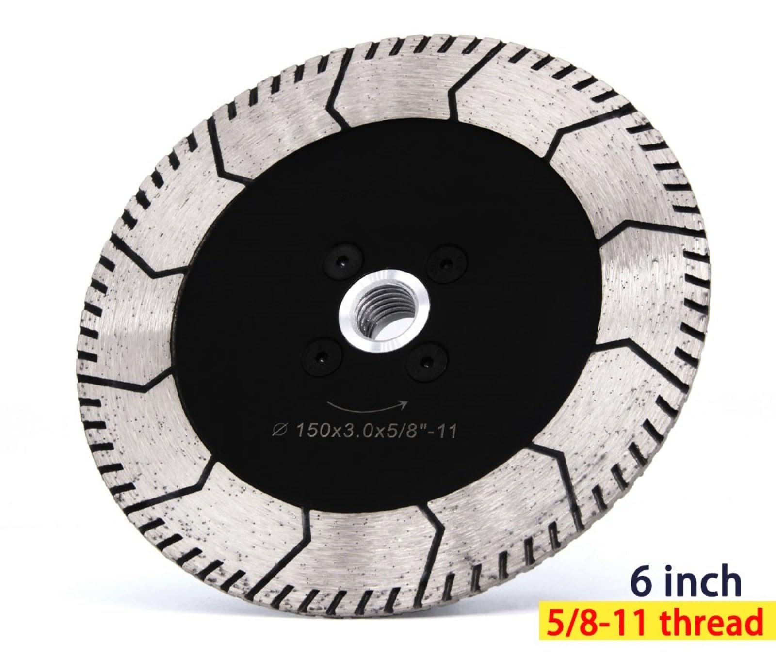 Discos de corte de diamante para amoladora angula Disco de corte de diamante for amoladora angular de 6" con brida M14 5/8-11, corte multiusos de 150 mm, rosca 5-8-11(5 8 11 thread)