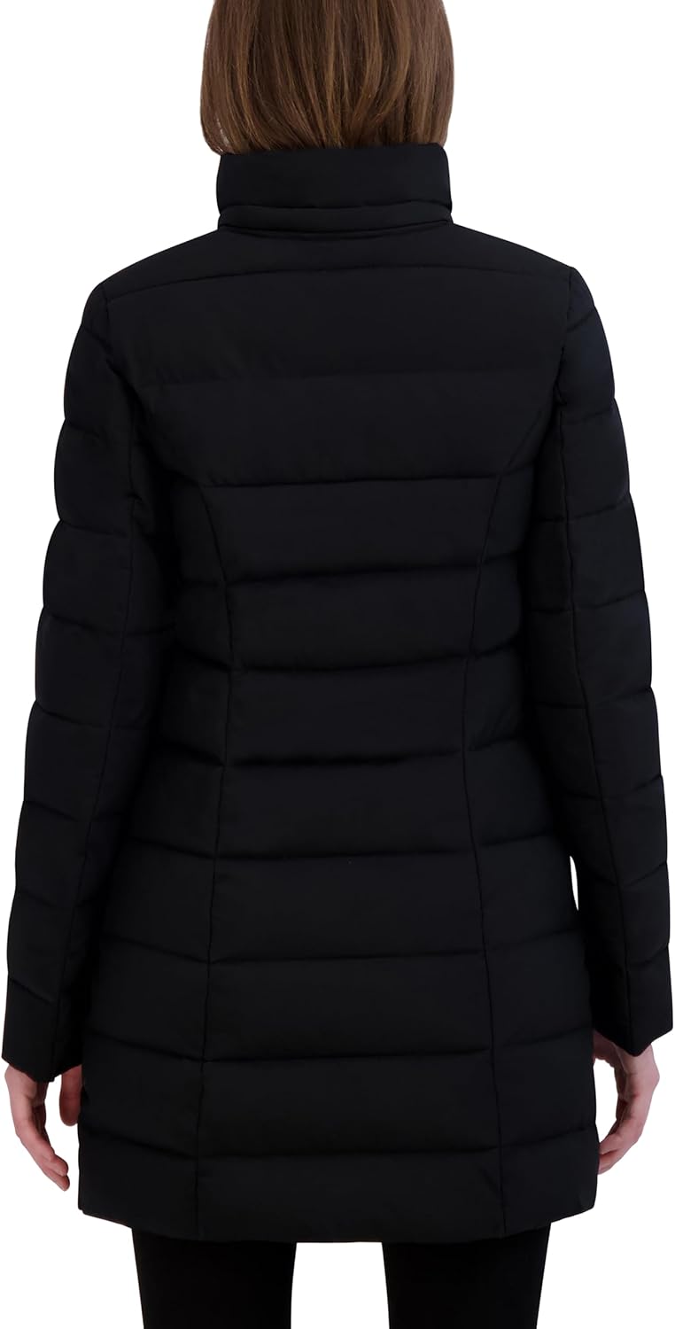 Laundry by Shelli Segal Women's Stretch Quilted Puffer Jacket – Long Winter Coat With Faux Fur Hood - Image 6