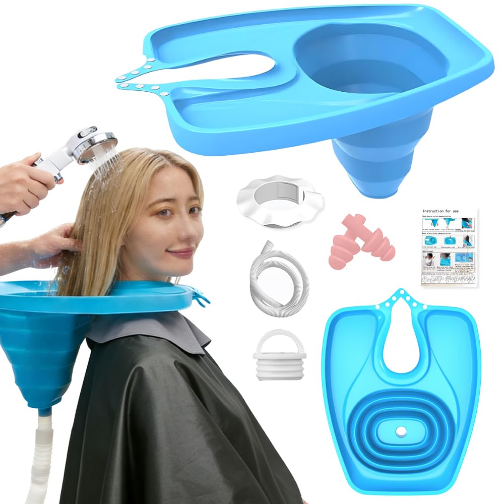 Portable Hair Washing Basin, Mobile Salon TPE Foldable Hair Wash Basin, Shampoo Basin for Bedridden People Elderly Pregnant Seniors, Handicapped Disabled Washing Sink for Pregnant Woman