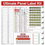 ULTIMATE PANEL KIT LABELS: Kit includes 48 circuit directory, 53 Circuit Identification labels with colored icons, 48 Round breaker markers, 3 breaker marker strips for each 1/2", 3/4" and 1" wide breakers, 4 ON/OFF Breaker Position Labels, 10 GFCI/A...
