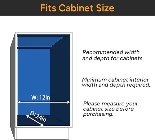 Miniatura 5 de ROOMTEC Organizador de gabinete extraíble (11 pulgadas de ancho x 21 pulgadas de profundidad), estantes deslizantes resistentes, cajones extraíbles