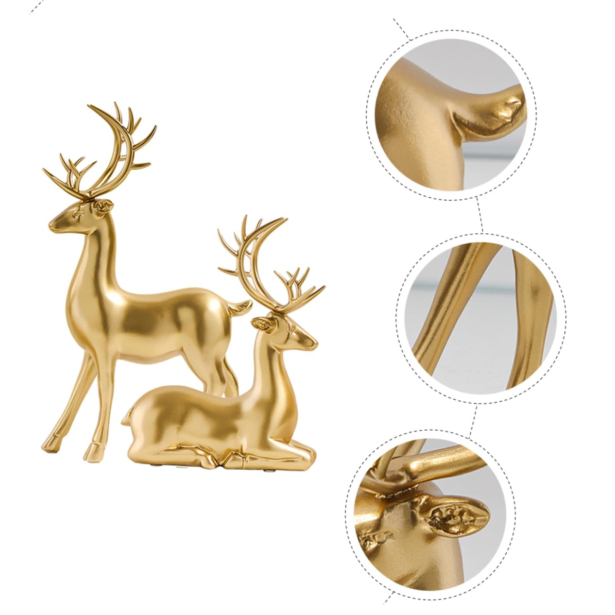 KOMBIUDA 2 Stück Kleine Elchstatue aus Kunstharz in Gold mit Dekorativem Effekt Leichte Tischdekoration für Weihnachtsfeiern und Festliche Partys