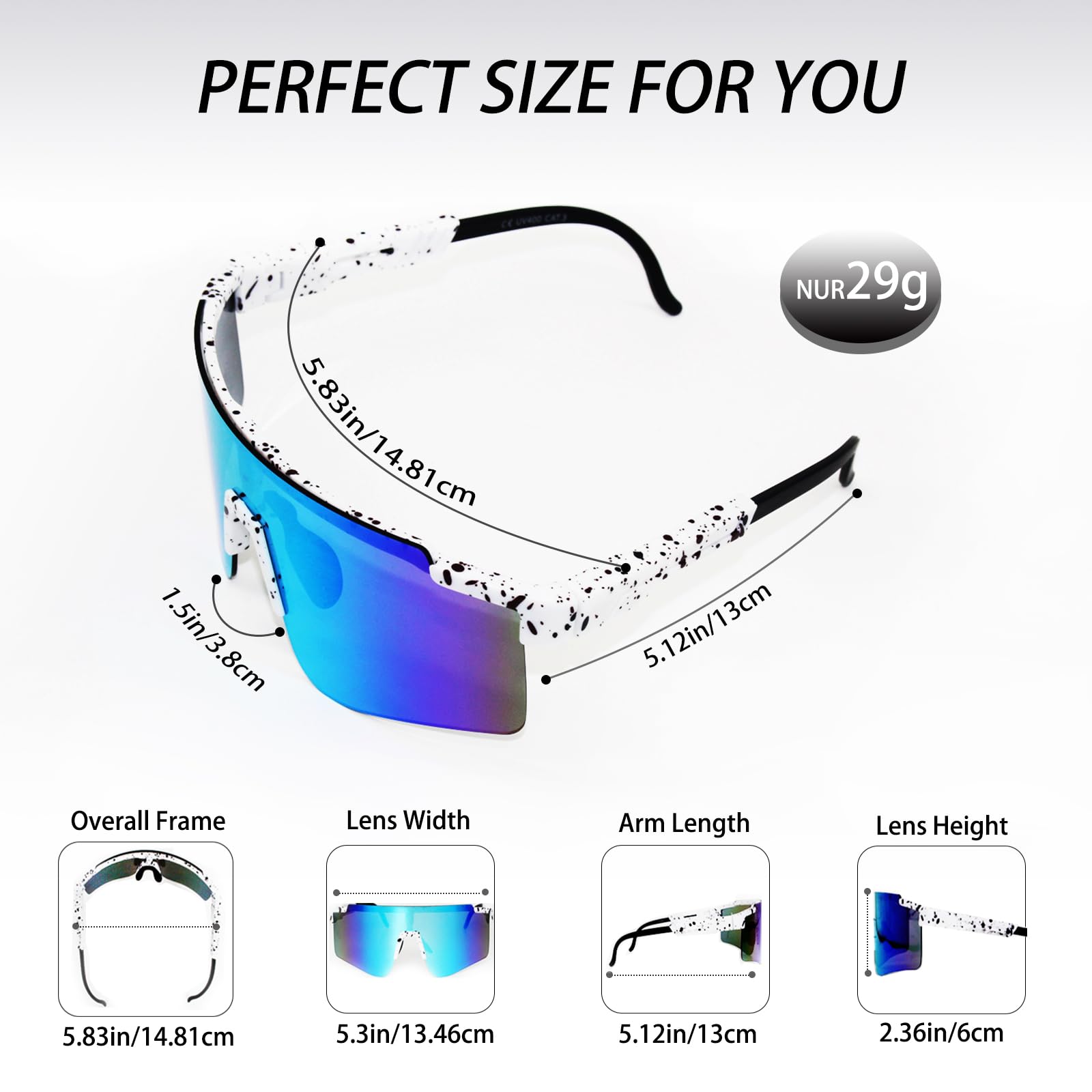 Occhiali Ciclismo Uomo e Donna, Occhiali da Sole Sportivi Protezione UV400, Occhiali Veloci per Equitazione, Sci, Escursioni, Pesca, Regalo per la Festa del Papà