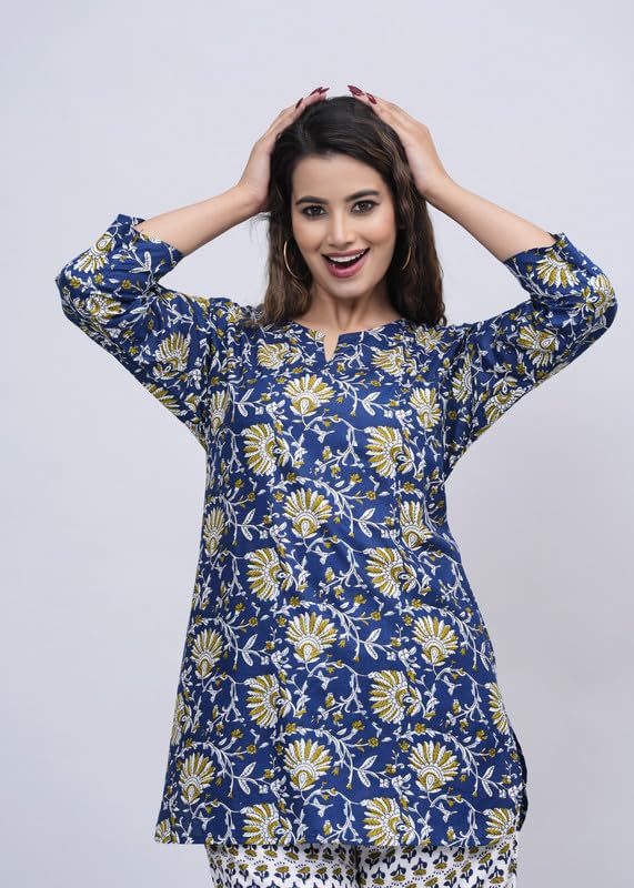 Image of 100% Cotton Printed Night Suit for Women's Shirt and Pyjama Sleep wear Set for Womens and Girls