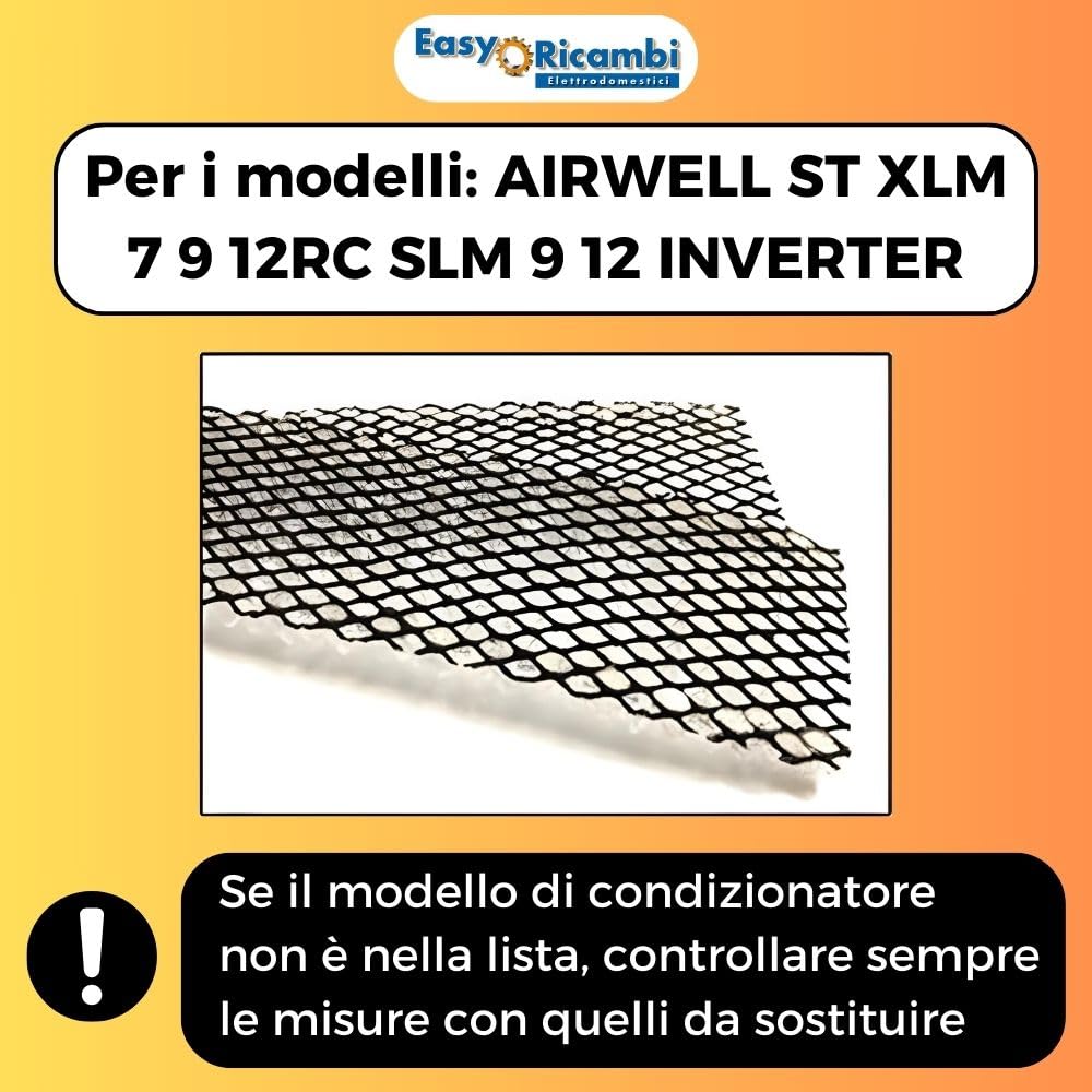 Filtri climatizzatore condizionatore per AIRWELL ST XLM 7 9 12RC SLM 9 12 INVERTER. Misura 250x50 mm 2 PEZZI