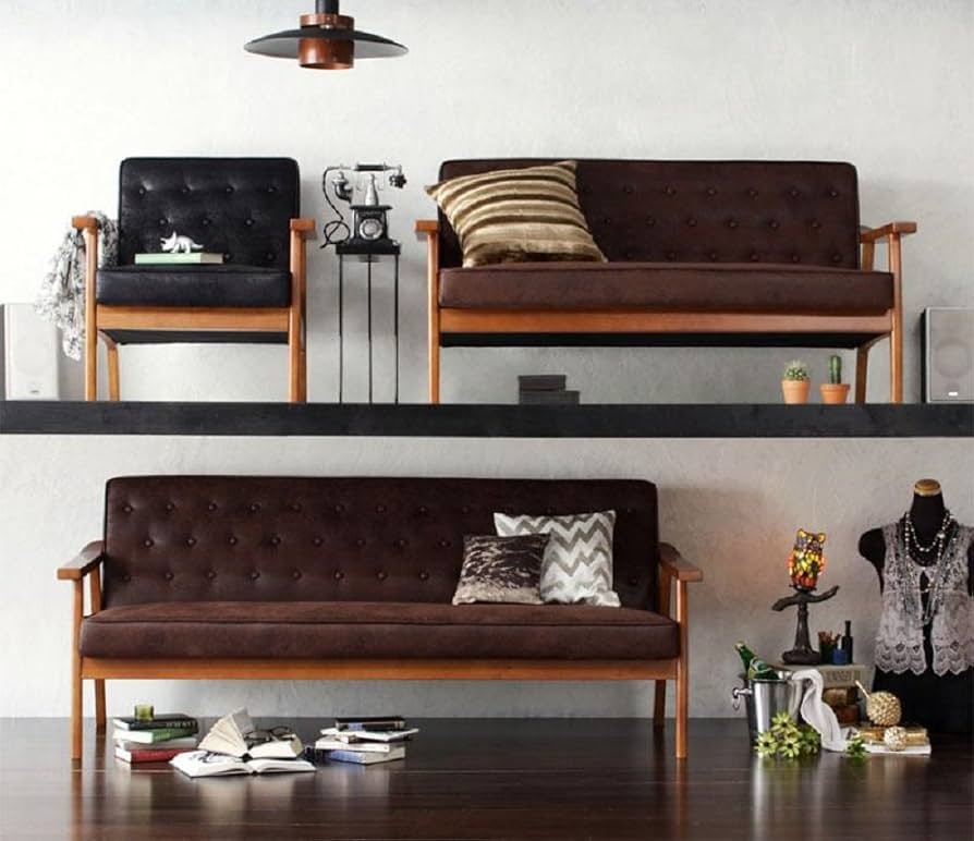 新品 木肘ヴィンテージソファ 2人掛け 2Pブラック 黒 アンティーク ソファー Amazon|木肘ヴィンテージソファ【Bedford】ベドフォード 2人