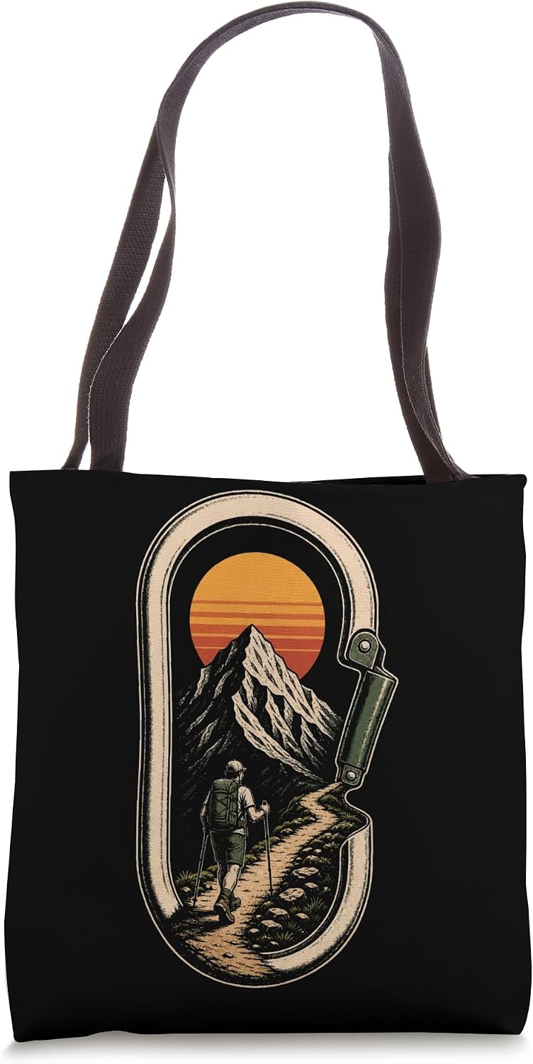 Carabiner Trail Hiking Hiker Gear Peak Bagger Nature Gift Tote Bag