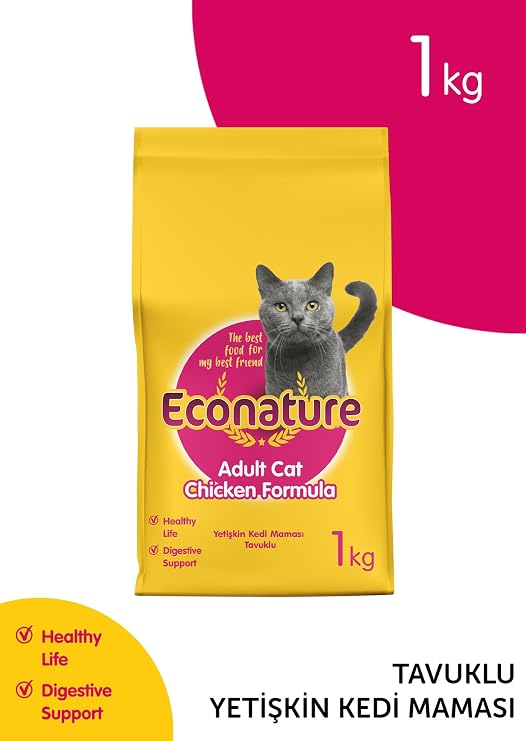 Econature Yetişkin Kedi Mamasi Tavuklu 1 Kg Sari Ambalaj