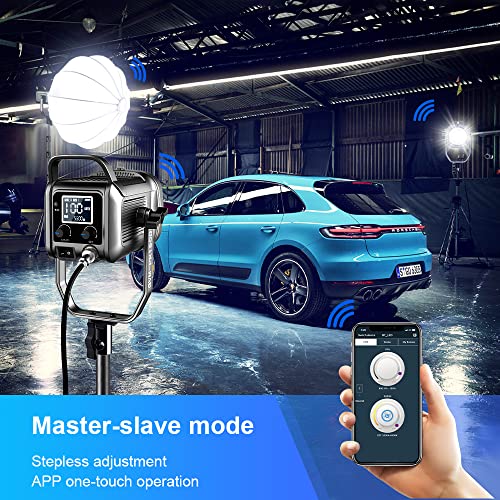 Image of GVM 150W LED Video Light 2700K~7500K Video Light Photography Studio Light Kit with Lantern Softbox & Stand, CRI97+TLCI97 with 8 Lighting+Custom Effects for Outdoor Shoot YouTube Videos