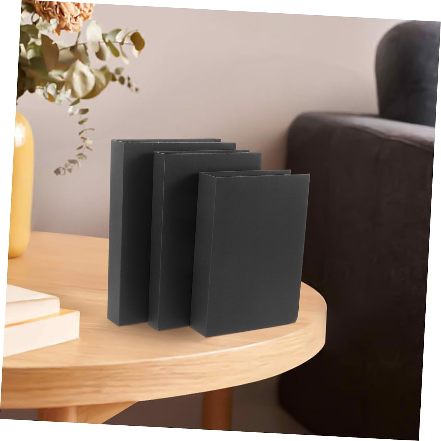 3pcs Black Faux Decorative Books for Desk and Bookshelf Display