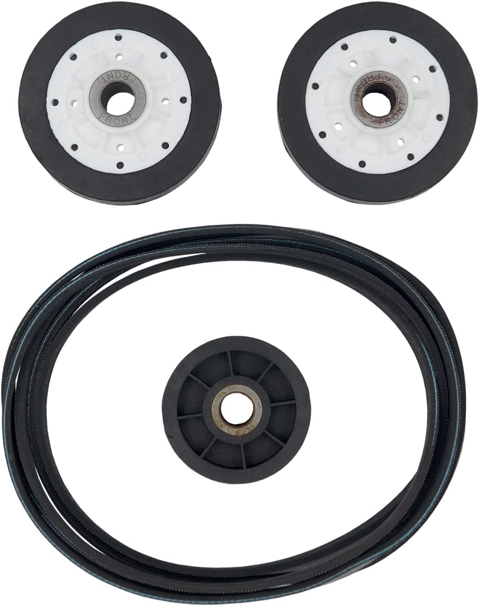 Supplying Demand 40111201 Y54414 37001042 Clothes Dryer Belt Pulley and Drum Support Rollers Repair Kit