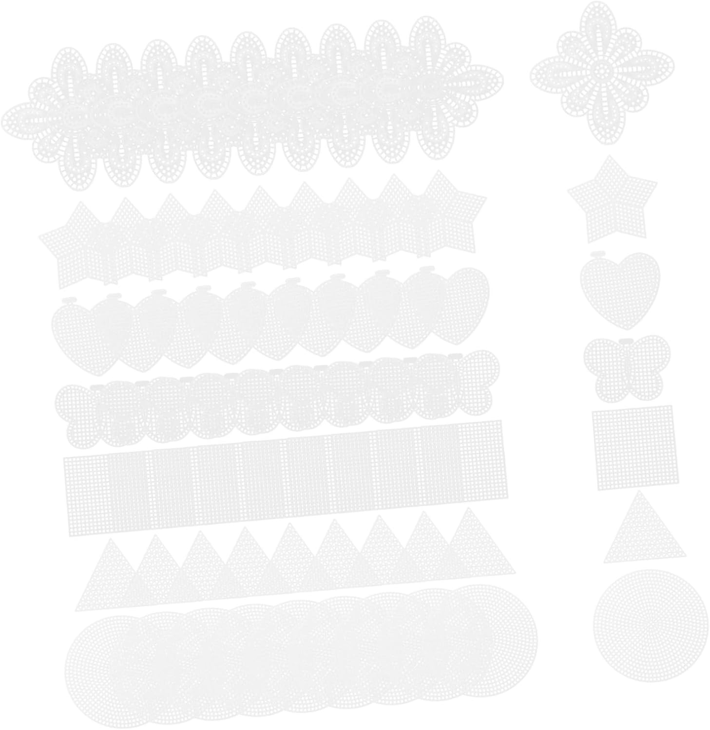 BEBEMOKO 70sheets Cross Stitch Mesh Embroidery Material Plastic Canvas for DIY Crafts Creative Projects and Keepsakes for Shapes and Designs