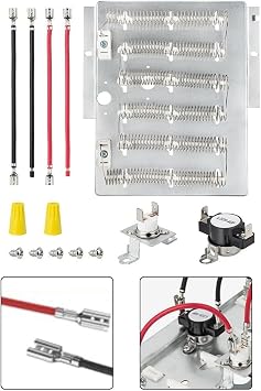 Dryer Heating Element Kit for Amana and Speed-Queen Models 503978 Replacement, Includes Thermostat, Fuse and Installation Hardware, Nickel-Chromium Alloy for Longevity