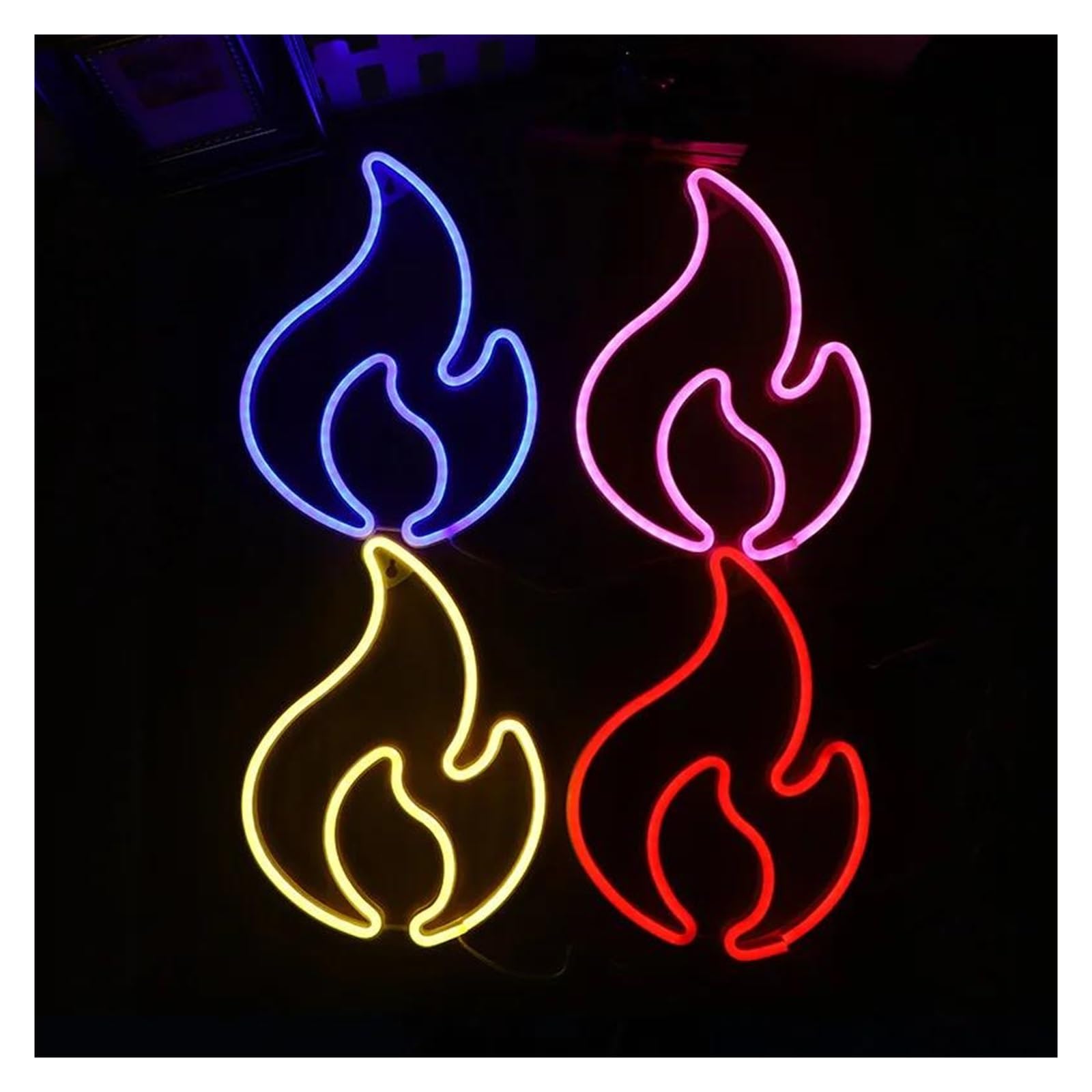 Luz de Diseño de Digital Señal De Neón De Llama, Señal De Luz LED De Llama Para Habitación De Niños, Fiesta De Boda, Decoración De Pared, Lámpara Colgante (Color : Neon-2)